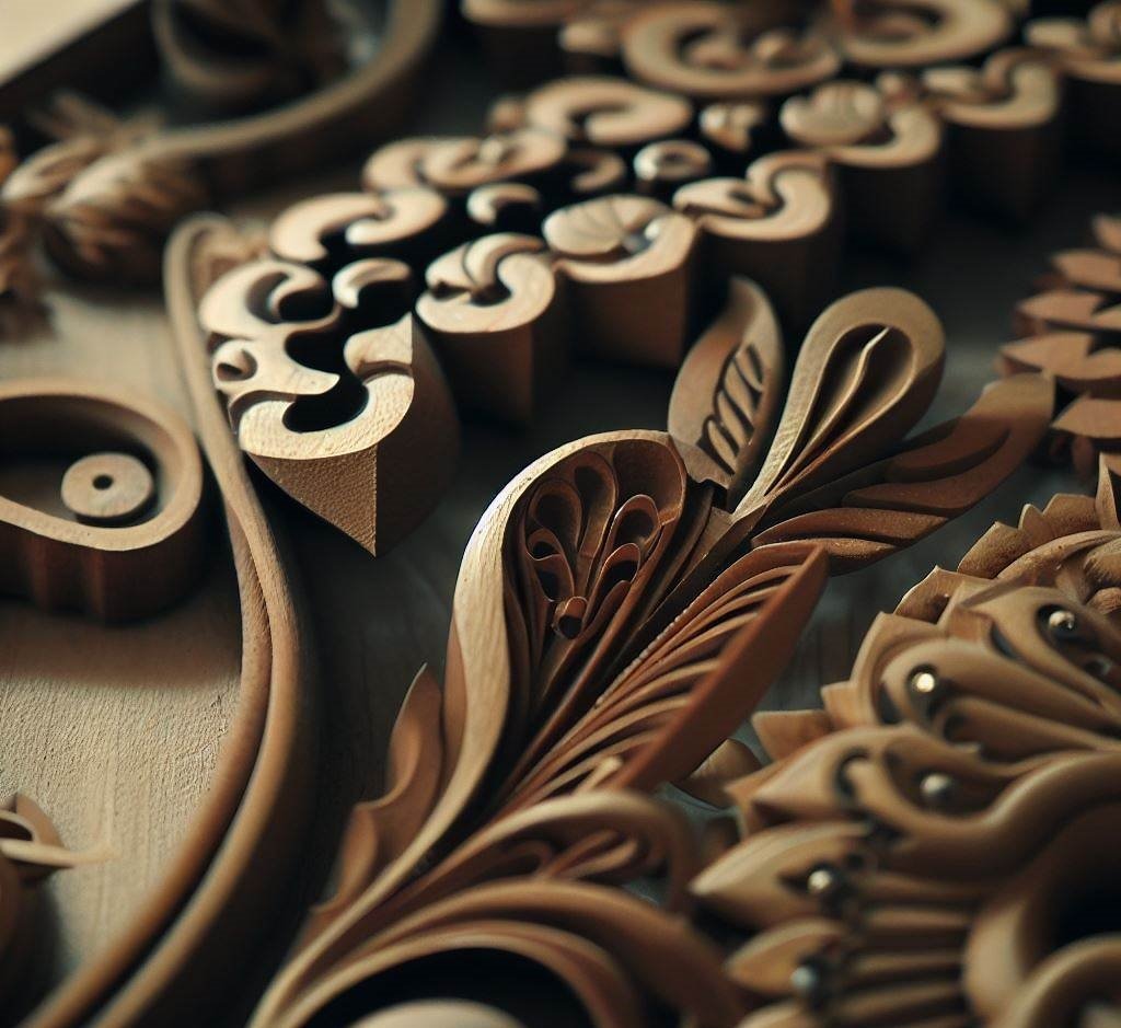 تزئین قطعات چوبی