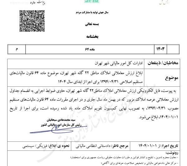 فهرست ارزش معاملاتی املاک مناطق 22گانه تهران ابلاغ شد