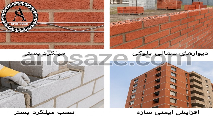 کاربرد میلگرد بستر در دیوارهای سفالی و بلوکی